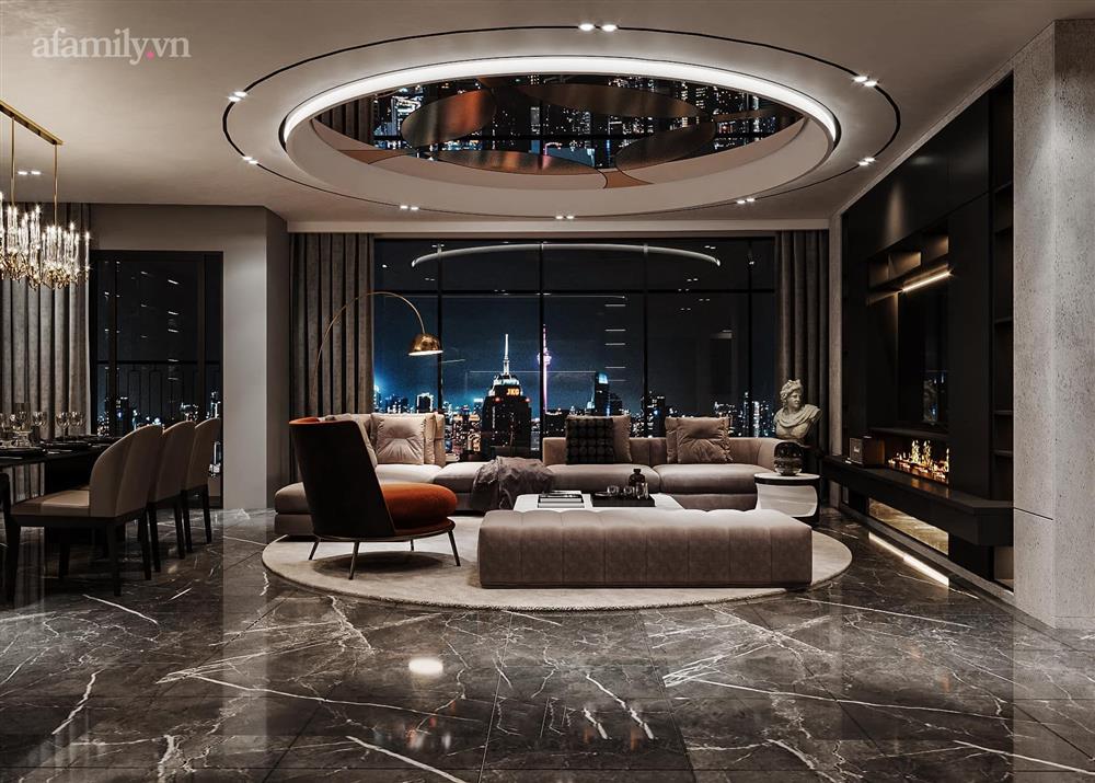 Căn hộ duplex của nữ CEO 9x ở Hà Nội: Bao trọn view sông Hồng, thiết kế luxury hiện đại tone chủ đạo nâu đen cực huyền bí-1
