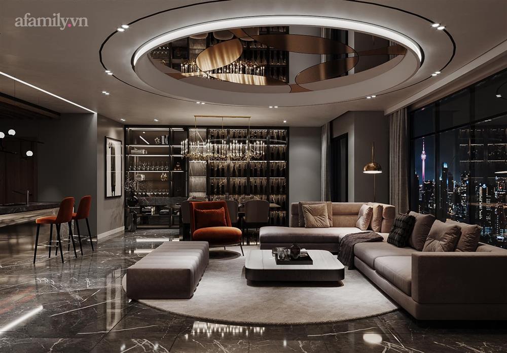 Căn hộ duplex của nữ CEO 9x ở Hà Nội: Bao trọn view sông Hồng, thiết kế luxury hiện đại tone chủ đạo nâu đen cực huyền bí-2