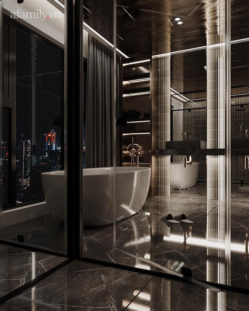 Căn hộ duplex của nữ CEO 9x ở Hà Nội: Bao trọn view sông Hồng, thiết kế luxury hiện đại tone chủ đạo nâu đen cực huyền bí-3