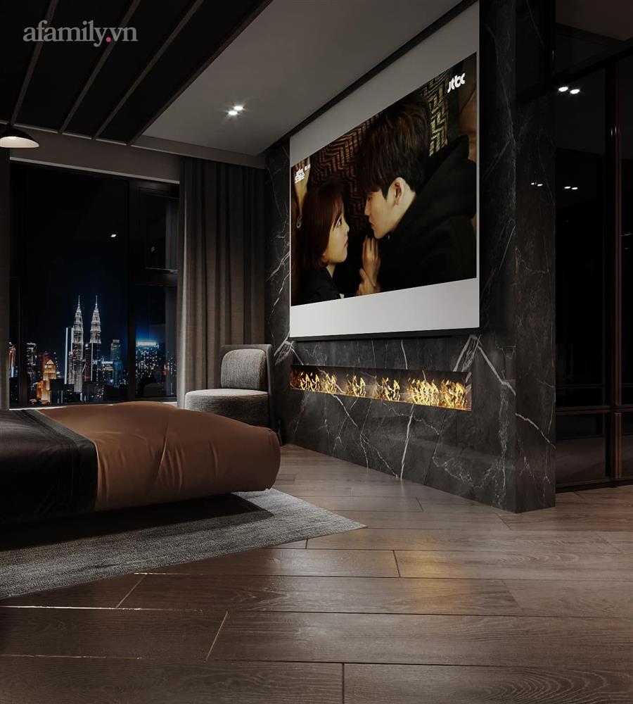 Căn hộ duplex của nữ CEO 9x ở Hà Nội: Bao trọn view sông Hồng, thiết kế luxury hiện đại tone chủ đạo nâu đen cực huyền bí-4