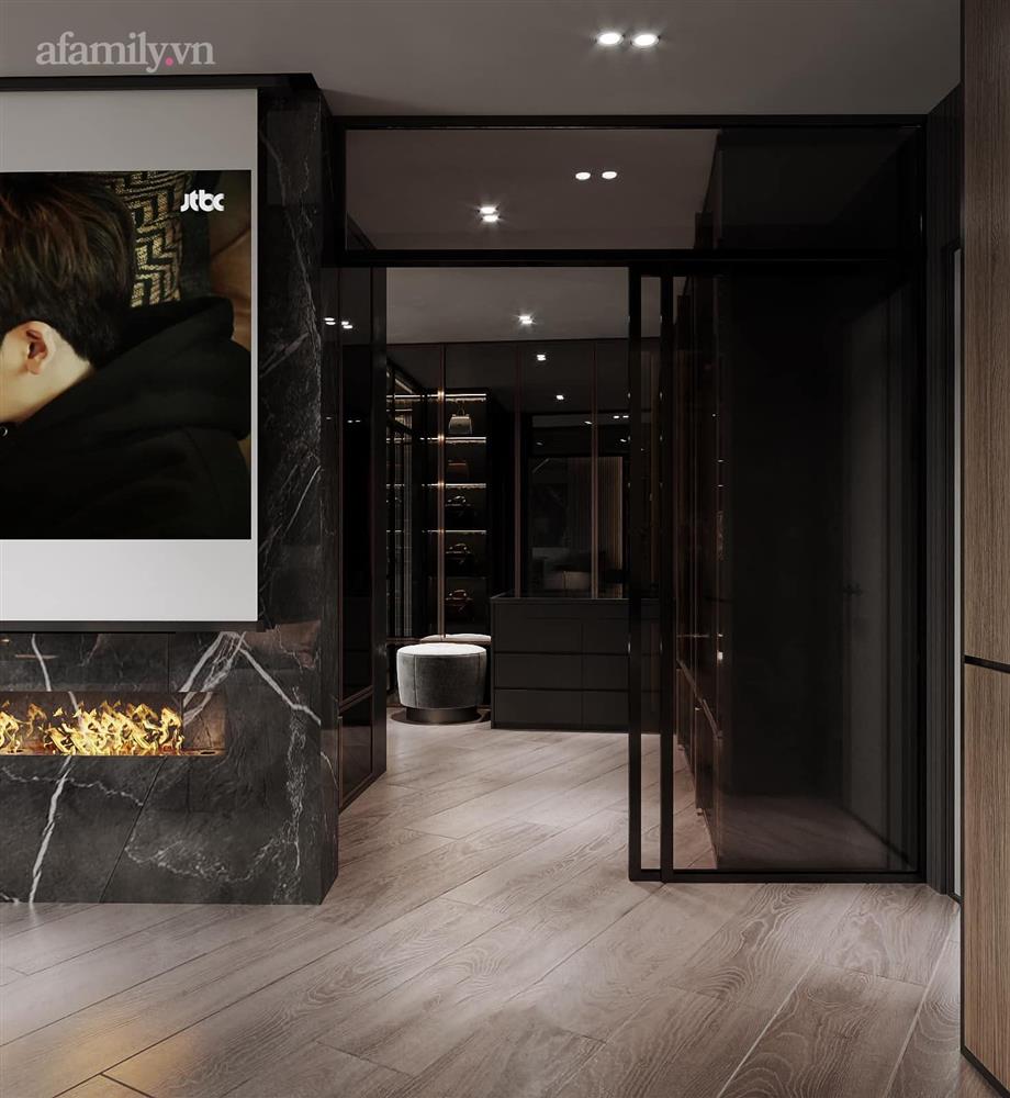 Căn hộ duplex của nữ CEO 9x ở Hà Nội: Bao trọn view sông Hồng, thiết kế luxury hiện đại tone chủ đạo nâu đen cực huyền bí-11