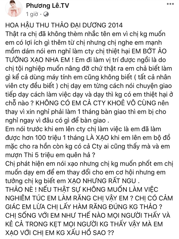 Phương Lê chỉ thẳng mặt chị em Đặng Thu Thảo vô ơn, vén màn chiêu trò dụ dỗ Hoa hậu Thuỳ Tiên kí giấy nợ-4