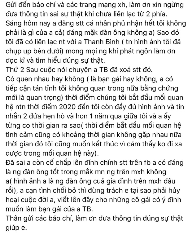 Thanh Bình lên tiếng phủ nhận mối quan hệ, cô gái phẫn nộ tung loạt tin nhắn chứng minh-1
