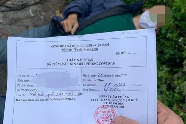 Xác minh người đàn ông tử vong dọc đường, trong người có giấy tiêm vắc xin mũi 3-1