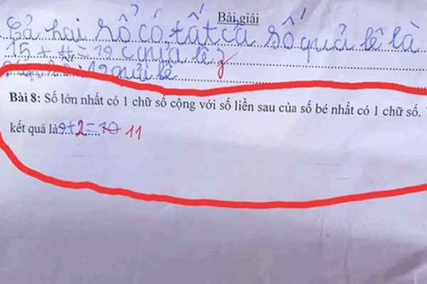 Học trò viết 9 + 1 = 10 nhưng bị giáo viên gạch bỏ, đáp án đưa ra gây tranh cãi: Giải thích được chứng tỏ bạn quá nắm rõ lý thuyết Toán học