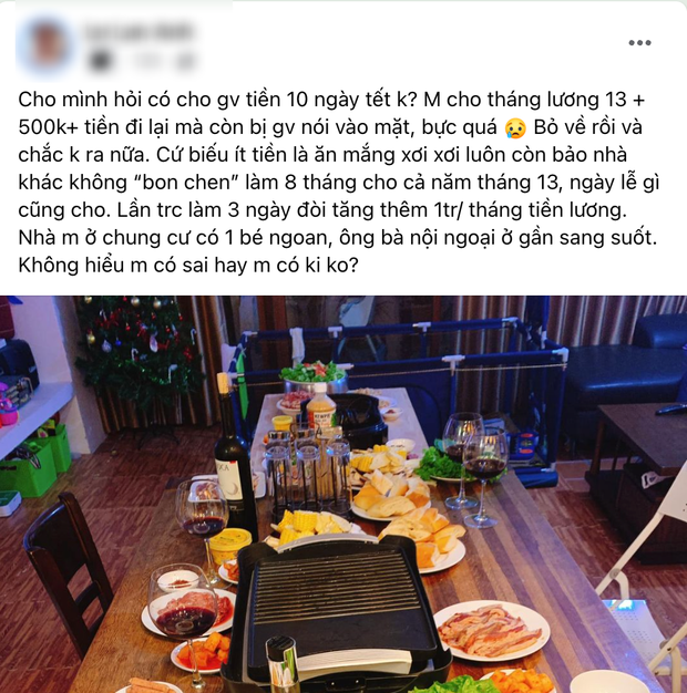 Xôn xao câu chuyện giúp việc mắng thẳng mặt, giận dỗi bỏ về quê vì chủ nhà chỉ cho tháng lương thứ 13 và 500k mà không hỗ trợ tiền 10 ngày nghỉ Tết-1