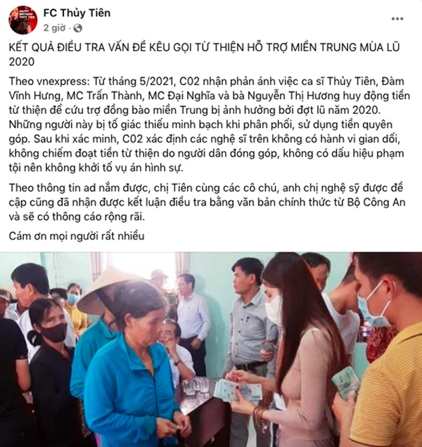 Phía Thuỷ Tiên lên tiếng sau khi Bộ Công an xác nhận không chiếm đoạt tiền từ thiện-1