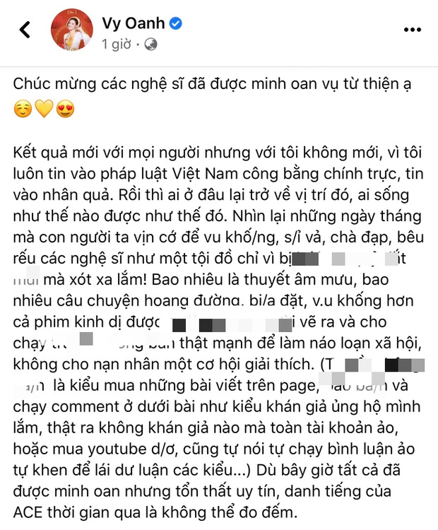 Đồng nghiệp được minh oan vụ từ thiện, Vy Oanh: Nhìn lại những ngày tháng các nghệ sĩ như một tội đồ mà xót xa lắm-1
