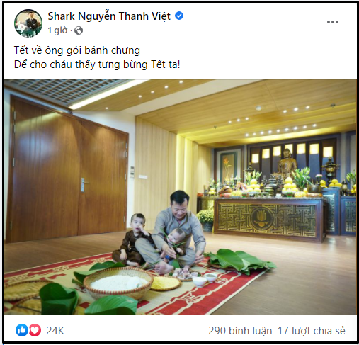Ông nội” Shark Việt ngồi bệt gói bánh chưng cùng cháu để lộ căn phòng thờ ngày Tết cực khủng tại nhà-1