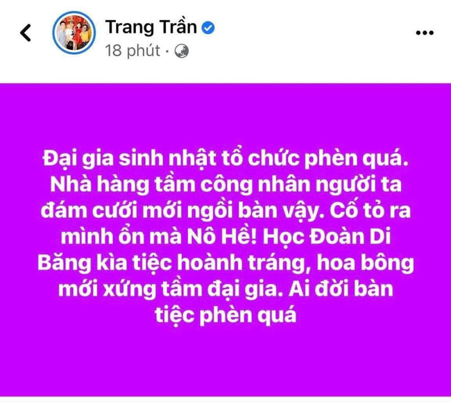 Nữ đại gia quận 7 - Di Băng bất ngờ bị Trang Khàn nhắc tên nhằm đá xéo một đại gia khác, và đoạn status đáp trả khiến dân mạng dậy sóng nữa chăng?”-3