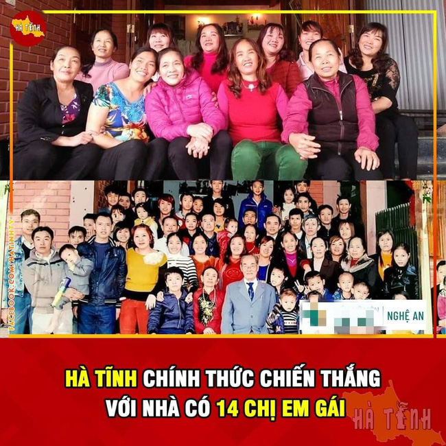 Cuộc đua sinh nhiều con gái nhất cuối cùng đã ngã ngũ với phần thắng thuộc về Hà Tĩnh: 1 gia đình có tới 19 người con, trong đó có 14 công chúa-1