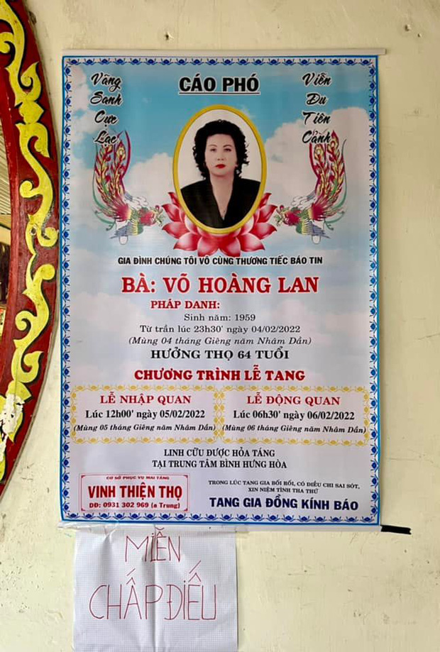 Tang lễ NS Hoàng Lan: Công bố cáo phó, khung cảnh vắng lặng gây chạnh lòng-1