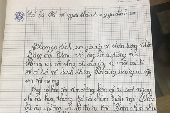 Bài văn tả ông nội 'đáng nể' nhất nhà nhưng câu cuối thì... gây tổn thương rồi!