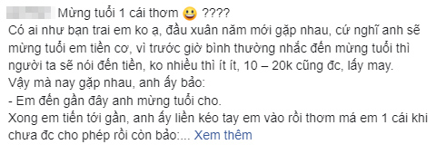 Bạn trai mừng tuổi bằng 1 cái thơm, cô gái ấm ức chê ngôn tình không thực tế, dân mạng liền chỉ ra điều sai sai-1