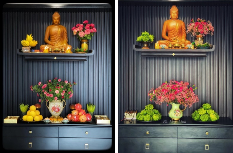 4 mẫu bàn thờ đúng lễ nghi, chuẩn phong thuỷ khiến dân tình trầm trồ: Bày biện khéo hết phần thiên hạ, bảo sao gia chủ đắc sai tài lộc-3