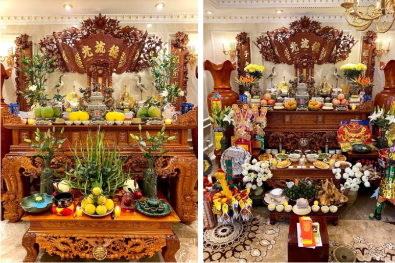 4 mẫu bàn thờ đúng lễ nghi, chuẩn phong thuỷ khiến dân tình trầm trồ: Bày biện khéo hết phần thiên hạ, bảo sao gia chủ đắc sai tài lộc-5