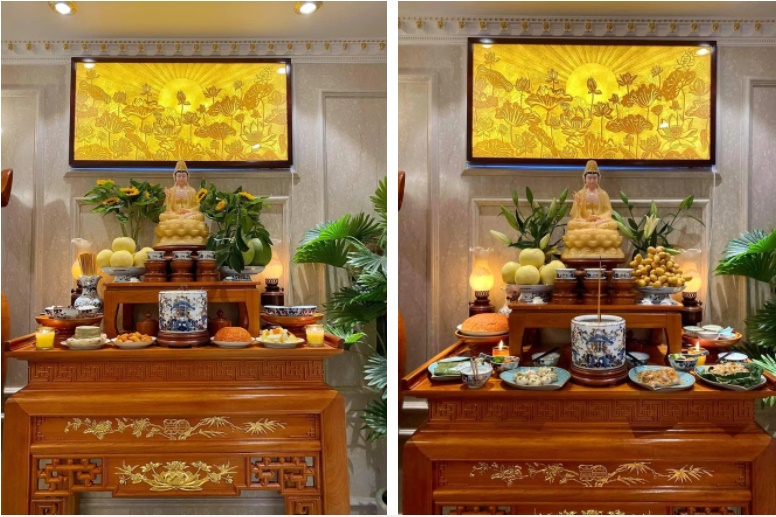 4 mẫu bàn thờ đúng lễ nghi, chuẩn phong thuỷ khiến dân tình trầm trồ: Bày biện khéo hết phần thiên hạ, bảo sao gia chủ đắc sai tài lộc-6