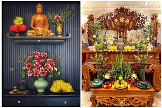 4 mẫu bàn thờ đúng lễ nghi, chuẩn phong thuỷ khiến dân tình trầm trồ: Bày biện khéo hết phần thiên hạ, bảo sao gia chủ 