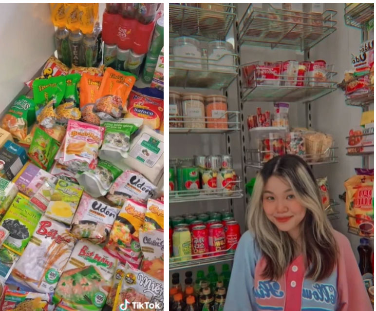 Cô gái đóng tủ đồ ăn siêu khổng lồ trong nhà như tiệm tạp hóa mini khiến bao hội chị em xem xong chỉ biết ước-1