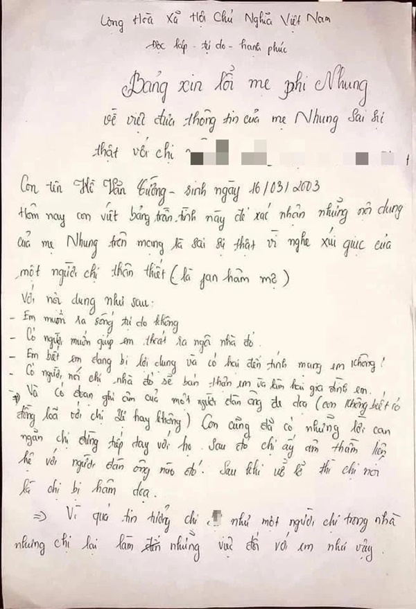 Xôn xao hình ảnh thư tay xin lỗi Hồ Văn Cường viết cho cố ca sĩ Phi Nhung?-2