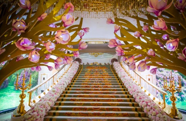 Đám cưới tốn 45 tỷ của con trai tỷ phú cưới máy bay bà già: Biến lễ đường thành khu rừng ma thuật, bánh cưới 9 tầng siêu lộng lẫy, Tổng thống cũng đến dự!-11