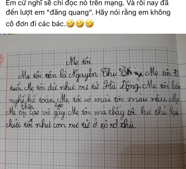 Học sinh tiểu học viết văn BÓC PHỐT mẹ tơi bời, đọc câu cuối xong mẹ không biết nấp vào đâu cho đỡ ngượng-1