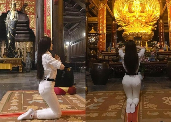 Lễ chùa đầu năm, Lệ Quyên diện chiếc quần tội đồ khiến bao người bị hiểu lầm-4