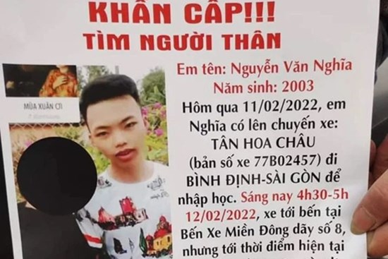 Nam sinh viên Bình Định mất tích bí ẩn khi vào TP.HCM nhập học