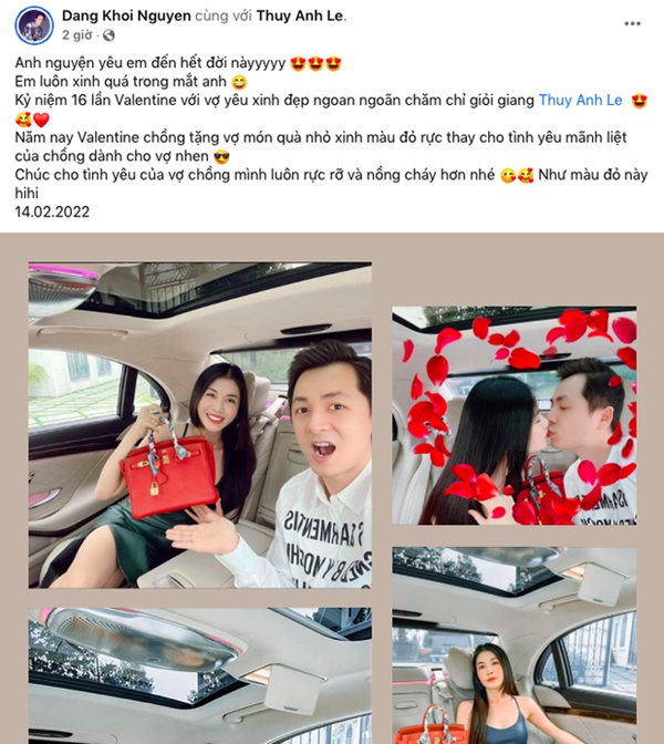 Nam ca sĩ chiều vợ nức tiếng Vbiz: Hết mua xe hơi còn tặng túi hiệu đắt đỏ nhân dịp Valentine-1