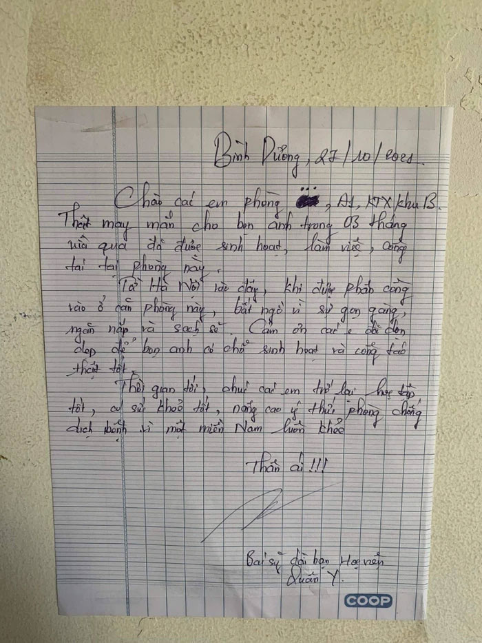 Đốn tim trước bức thư bác sĩ Học viện Quân y gửi cho sinh viên tại ký túc xá ĐH Quốc gia TP.HCM-1