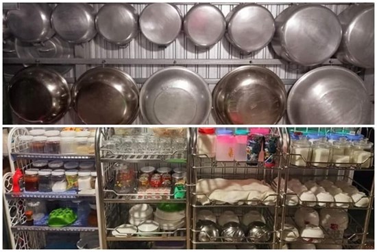 Gian bếp ngăn nắp, sáng bóng không một cặn bẩn 