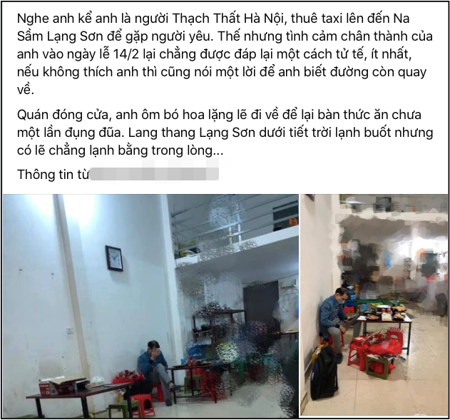Hình ảnh người đàn ông một mình với một bàn đầy đồ ăn: Bắt taxi từ Hà Nội lên Lạng Sơn gặp người yêu qua mạng và cái kết-1