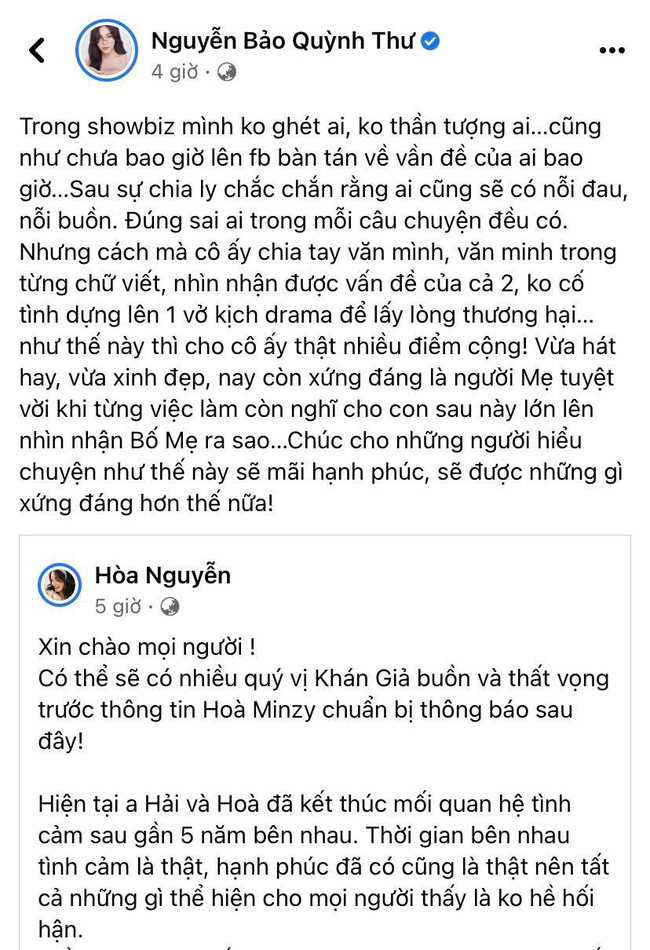 Quỳnh Thư mượn chuyện Hòa Minzy đá xéo người cố tình tạo drama ly hôn để lấy lòng thương hại-1