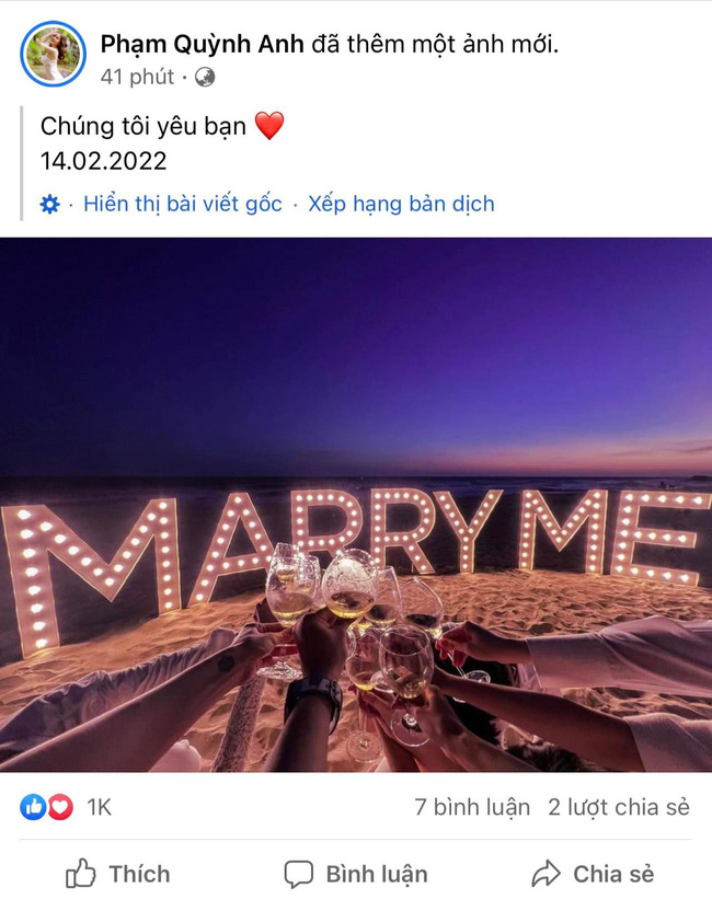 Phạm Quỳnh Anh xác nhận được trai trẻ cầu hôn trên bãi biển-2