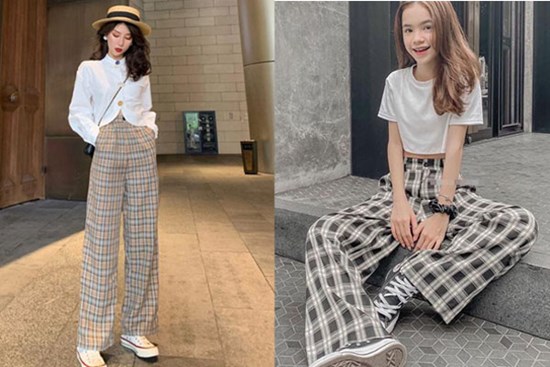Phối đồ với quần caro ống rộng đẹp đỉnh từ công sở đến dạo phố