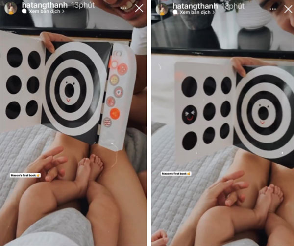 Ông xã Hà Tăng cho con trai út đọc cuốn sách đầu tiên, giáo dục từ bé thế này bảo sao con nào cũng giỏi-1