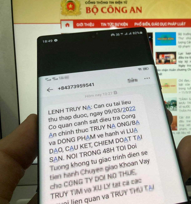Bộ Công an cảnh báo giả mạo lệnh truy nã qua tin nhắn-1