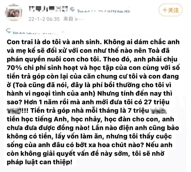 Nhùng nhằng chuyện tiền trợ cấp cho con sau ly hôn, pha xử lý cứng rắn của cô vợ khiến ông chồng cũ phải vội vã năn nỉ xin tha-3