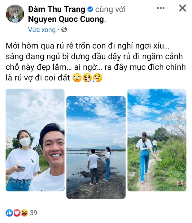 Cao tay như Đàm Thu Trang: Giữa đêm bị kéo vào thị phi, sáng ra post ảnh cùng Cường Đô La đi xem đất-1