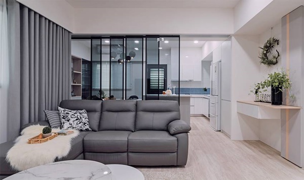 Căn hộ màu xanh lam tao nhã nhẹ nhàng, thiết kế phòng bếp siêu rộng để đãi khách-8