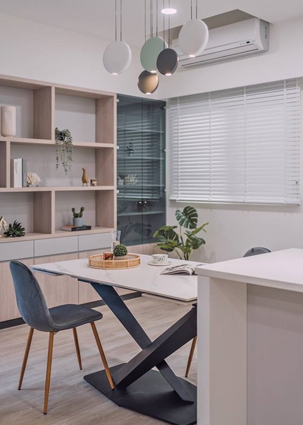 Căn hộ màu xanh lam tao nhã nhẹ nhàng, thiết kế phòng bếp siêu rộng để đãi khách-12