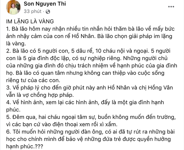 Có gì trong phát ngôn ngắn của mẹ vợ CEO Hồ Nhân mà dân tình khen đẳng cấp lão phật gia khiến nhiều đàn ông phải giật mình sợ hãi?-1