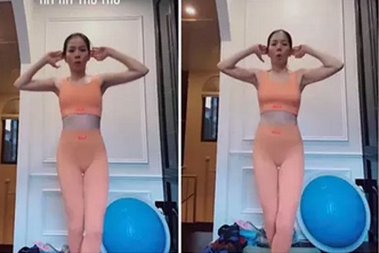Lệ Quyên mặc đồ tập bó chịt tơ hơ 'tam giác mật'
