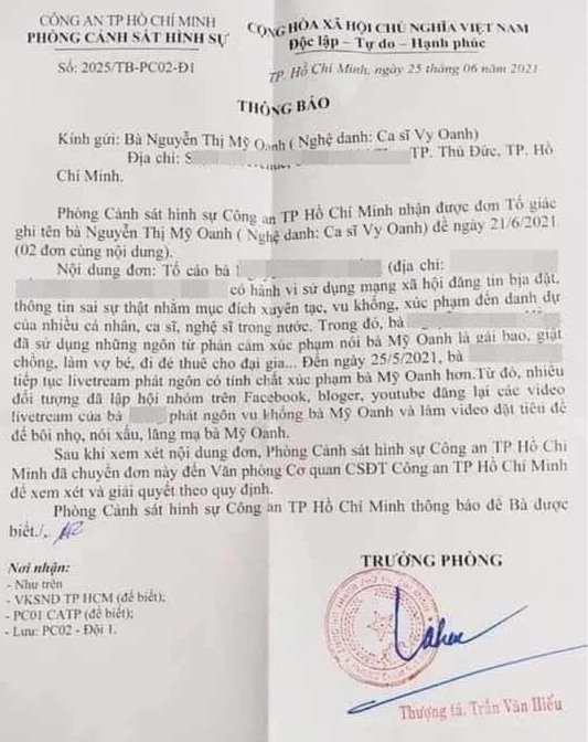 Vì sao Vy Oanh làm việc với cơ quan chức năng, yêu cầu khởi tố bà Nguyễn Phương Hằng?-2