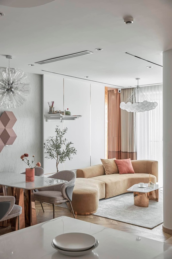 Nữ 9x thuyết phục chồng decor căn hộ 115m2 màu hồng đất ánh kim lãng mạn, sang xịn không hề sến-2