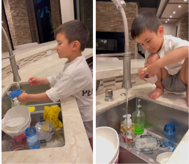 Con trai Đan Trường rửa bát cực chuyên nghiệp, Thủy Tiên nghẹn ngào: Có người nói mẹ chỉ biết Thiên Từ thôi nhưng nhìn con như vậy mẹ sao nỡ bỏ con giây phút nào-1