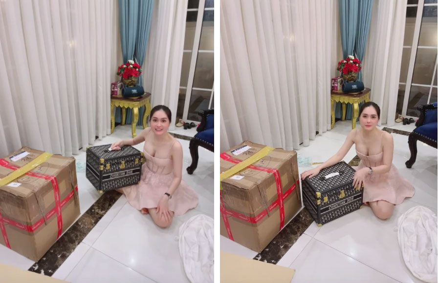 Choáng với cách Đoàn Di Băng dùng hộp phụ kiện đi theo xe Vespa Dior: Đặt vô toilet để đựng khăn lau tay!-1