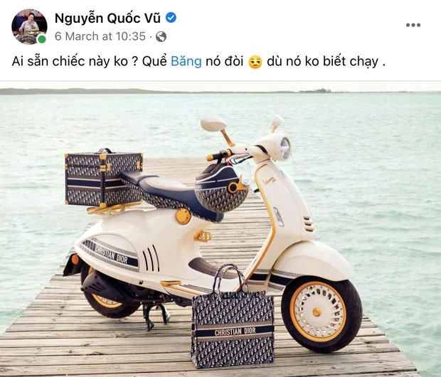 Choáng với cách Đoàn Di Băng dùng hộp phụ kiện đi theo xe Vespa Dior: Đặt vô toilet để đựng khăn lau tay!-2