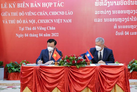 Thủ đô Hà Nội và Thủ đô Viêng Chăn (Lào) ký kết biên bản thỏa thuận hợp tác, giai đoạn 2022-2025
