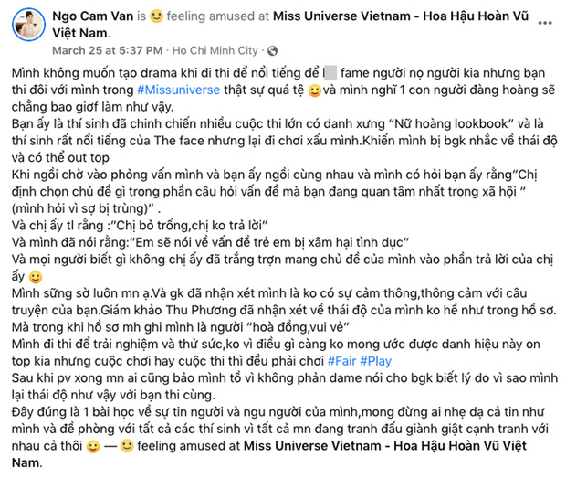 Thí sinh Hoa Hậu Hoàn Vũ Việt Nam tố đối thủ nói dối, chơi xấu ngay trước giờ lên sóng!-3